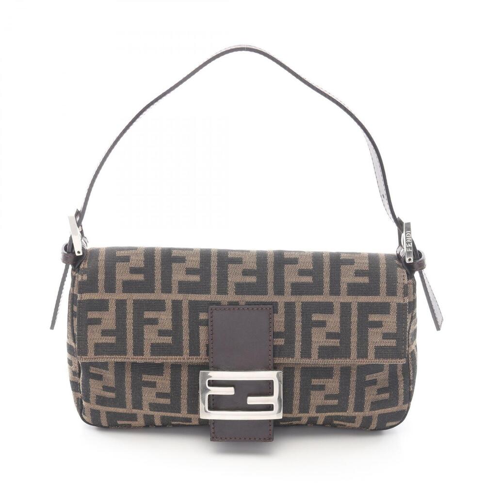 Fendi Mamma Bucket Zucca Handbag Canvas Leather Brown